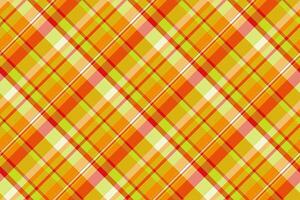 Workshop textile background seamless, harvest fabric check tartan. Graphical texture plaid vector pattern in orange and yellow colors.