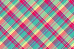 Jersey check texture textile, salmon plaid fabric vector. Dye background tartan seamless pattern in pink and pastel colors. vector