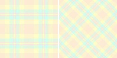 Plaid pattern background of fabric texture vector with a check seamless textile tartan. Set in cream colors for graphic design detailed editable swatch.