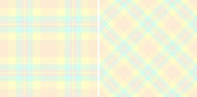 Plaid pattern background of fabric texture vector with a check seamless textile tartan. Set in cream colors for graphic design detailed editable swatch.