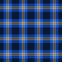 Outside texture background vector, colorful check tartan fabric. Isolation seamless plaid textile pattern in blue and amber colors. vector