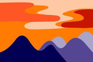 resumen paisaje montaña y cielo con nube ver antecedentes. puesta de sol o amanecer escena gráfico. popular Arte vector ilustración antecedentes.