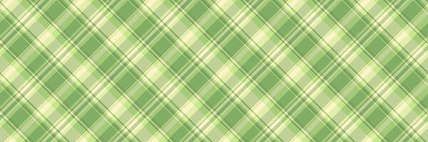 Twill plaid textile fabric, event tartan pattern background. Old vector seamless texture check in green and light colors.