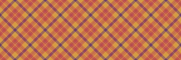 Multicolor plaid textile check, fluffy seamless pattern texture. Garment background fabric vector tartan in red and amber colors.