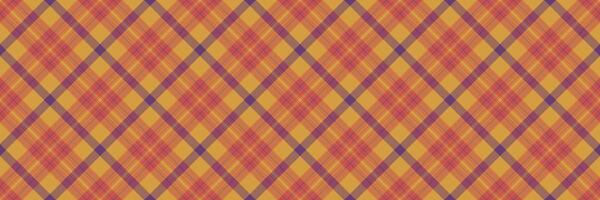 Multicolor plaid textile check, fluffy seamless pattern texture. Garment background fabric vector tartan in red and amber colors.