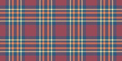 Proud textile seamless background, presentation fabric check texture. Tie plaid pattern tartan vector in cyan and red colors.