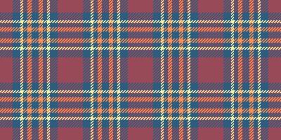 Proud textile seamless background, presentation fabric check texture. Tie plaid pattern tartan vector in cyan and red colors.