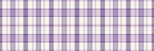 Horizontal check tartan texture, funky plaid seamless background. Folk textile fabric vector pattern in linen and snow colors.