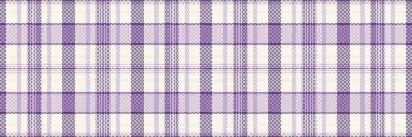 Horizontal check tartan texture, funky plaid seamless background. Folk textile fabric vector pattern in linen and snow colors.