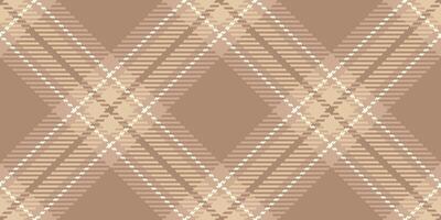 70s check background seamless, pastel pattern vector textile. Pure fabric texture tartan plaid in light and orange colors.
