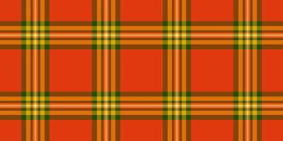 Foot check background textile, stripped tartan vector texture. Vintage seamless pattern fabric plaid in orange and red colors.