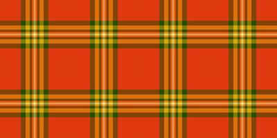 Foot check background textile, stripped tartan vector texture. Vintage seamless pattern fabric plaid in orange and red colors.