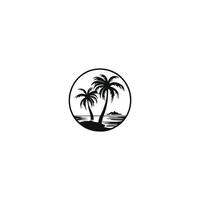 AI generated Palm tree silhouette icon.simple flat vector illustration white background