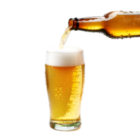 AI generated pouring beer on transparent background png