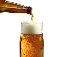 AI generated pouring beer on transparent background png