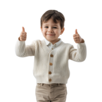 AI generated little boy thumbs up on transparent background png
