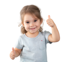 AI generated little girl thumbs up on transparent background png