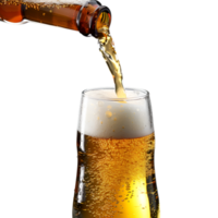 AI generated pouring beer on transparent background png