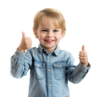 AI generated little boy thumbs up on transparent background png