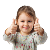 AI generated little girl thumbs up on transparent background png