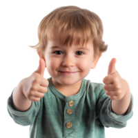 AI generated little boy thumbs up on transparent background png