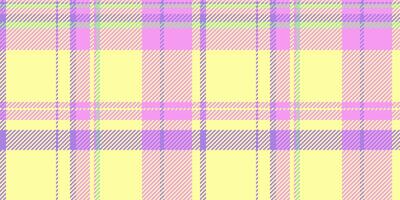 Seventies texture background seamless, stage textile check tartan. Expensive plaid pattern fabric vector in lime and magenta colors.