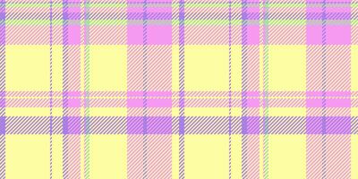 Seventies texture background seamless, stage textile check tartan. Expensive plaid pattern fabric vector in lime and magenta colors.