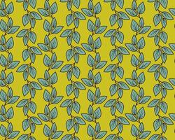 Hand drawn floral pattern vector design. Simple ornament with plant and leaf.