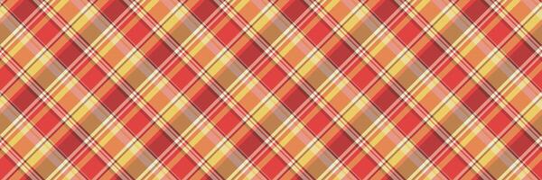 Indian textile plaid background, tracery fabric tartan pattern. Line seamless vector texture check in red and orange colors.