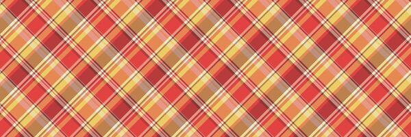 Indian textile plaid background, tracery fabric tartan pattern. Line seamless vector texture check in red and orange colors.