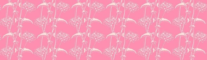 Hand drawn floral pattern vector design. Flower drawing simple ornament.