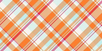 Funky textile texture tartan, infant vector background check. Menswear pattern fabric plaid seamless in orange and old lace colors.