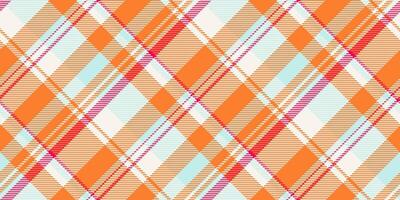 Funky textile texture tartan, infant vector background check. Menswear pattern fabric plaid seamless in orange and old lace colors.