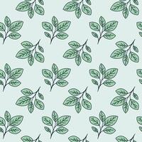 Hand drawn floral pattern vector design. Simple ornament with plant and leaf.