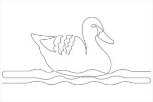 Continuous single line art drawing of pet animal duck concept outline vector illustration