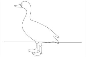 Continuous single line art drawing of pet animal duck concept outline vector illustration