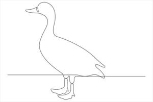 Continuous single line art drawing of pet animal duck concept outline vector illustration