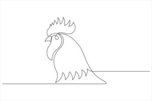 Continuous one line art drawing of pet animal chicken concept outline vector illustration