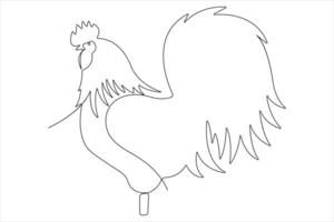 Continuous one line art drawing of pet animal chicken concept outline vector illustration