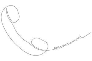Old telephone continuous one line art drawing of outline vector illustration design