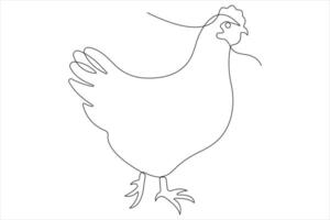 Continuous one line art drawing of pet animal chicken concept outline vector illustration