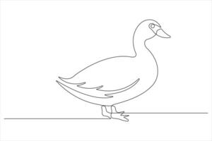 Continuous single line art drawing of pet animal duck concept outline vector illustration