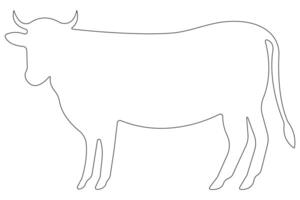 Continuous one line art drawing of cow pet animal concept outline vector illustration