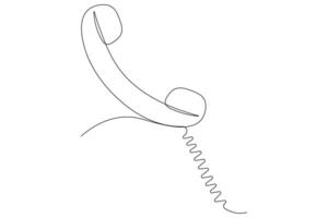 Old telephone continuous one line art drawing of outline vector illustration design