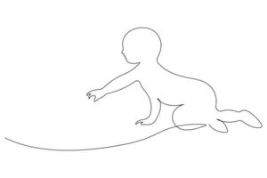 Continuous single line art drawing of baby sketch and concept outline vector