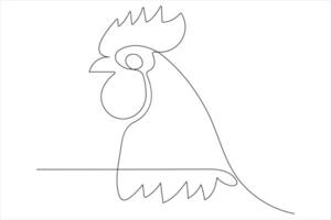 Continuous one line art drawing of pet animal chicken concept outline vector illustration