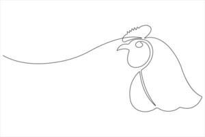 Continuous one line art drawing of pet animal chicken concept outline vector illustration