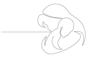 Continuous single line art drawing of baby sketch and concept outline vector