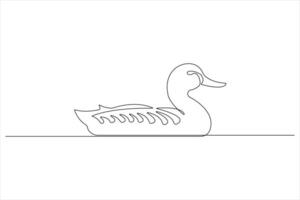 Continuous single line art drawing of pet animal duck concept outline vector illustration