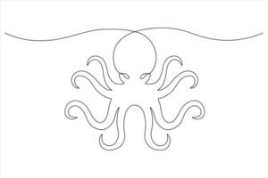 pulpo mar animal continuo uno línea Arte dibujo de contorno vector ilustración